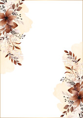 Brown modern background invitation template with floral and flower
