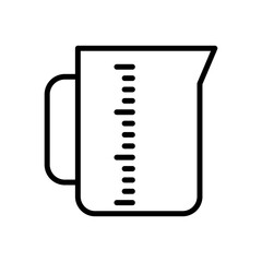 Beaker glass measurement icon with black outline style. glass, beaker, lab, science, chemistry, flask, equipment. Vector Illustration