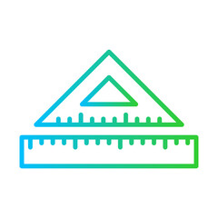 Ruler measurement icon with blue and green gradient outline style. scale, ruler, measure, isolated, object, measurement, line. Vector Illustration
