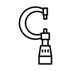 Micrometer measurement icon with black outline style. micrometer, tool, gauge, precision, measurement, accuracy, scale. Vector Illustration