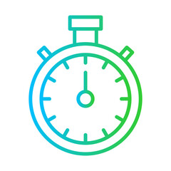 Stopwatch measurement icon with blue and green gradient outline style. timer, stopwatch, time, watch, stop, clock, minute. Vector Illustration