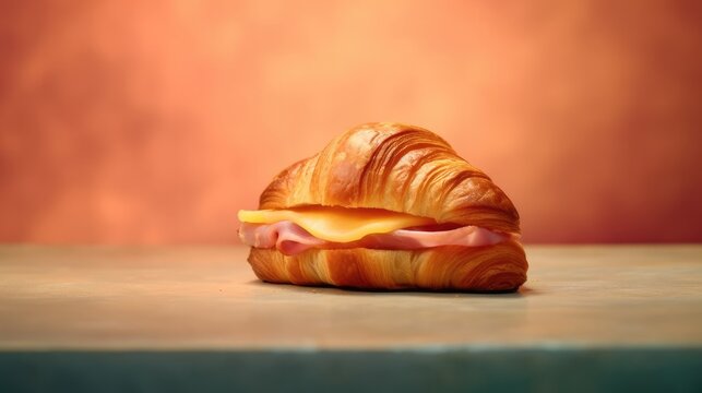 Premium croissant for servings in cafe and restaurant on elegant beautiful background,and for presentation advertising a new  menu.