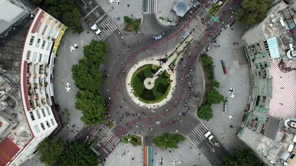 cenital drone shot of mexico city marathon 2023