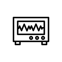 ECG monitor measurement icon with black outline style. heart, ecg, medical, health, technology, pulse, monitor. Vector Illustration