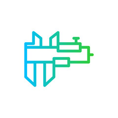 Obraz premium Vernier caliper measurement icon with black outline style. metal, equipment, measurement, tool, measure, precision, instrument. Vector Illustration