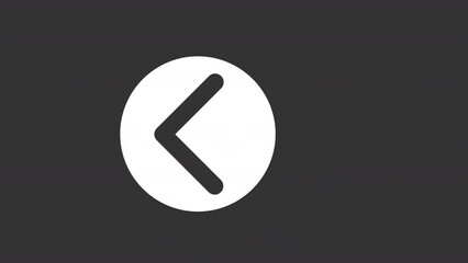 Animated left arrow white solid icon. Direction button. Website navigation. Back pointer. App element. Looped HD footage with alpha channel transparency. UI silhouette symbol animation on dark space