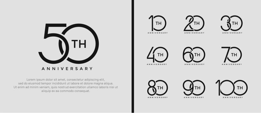set of anniversary logo black color on white background for celebration moment