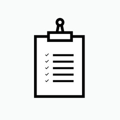 Clipboard Icon. Paper Holder Board. Check Results, Job Monitoring Symbol - Vector.