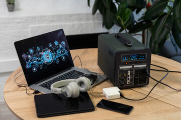 Portable power station solar electricity generator - laptop, phone, tablet and digital camera...