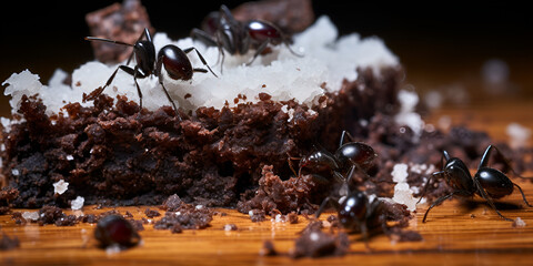 Army of Ants Scavenging for Food Scraps