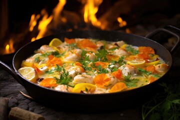 a traditional solstice seafood dish ready for cooking