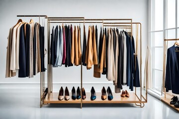 clothes in a wardrobe