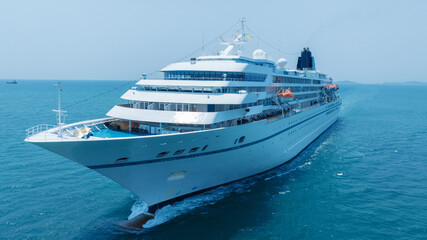 Cruise Ship, Cruise Liners beautiful white cruise ship above luxury cruise in the ocean sea concept...