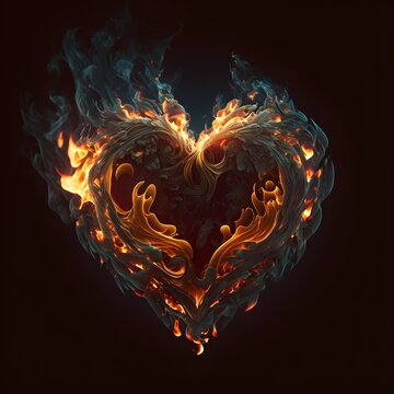 fire heart wallpaper illustration abstract 