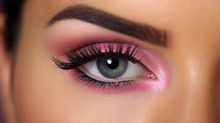 Eyeshadow applying makeup for eyes closeup. Female model - Generative AI