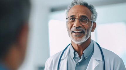 Fototapeta premium Elderly physician discussing healthcare with a patient.