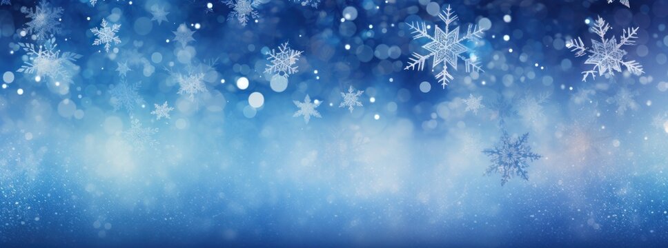 Blue ice background with snowflakes