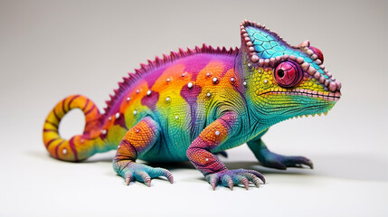 full body panther chameleon, rainbow color - Generative AI