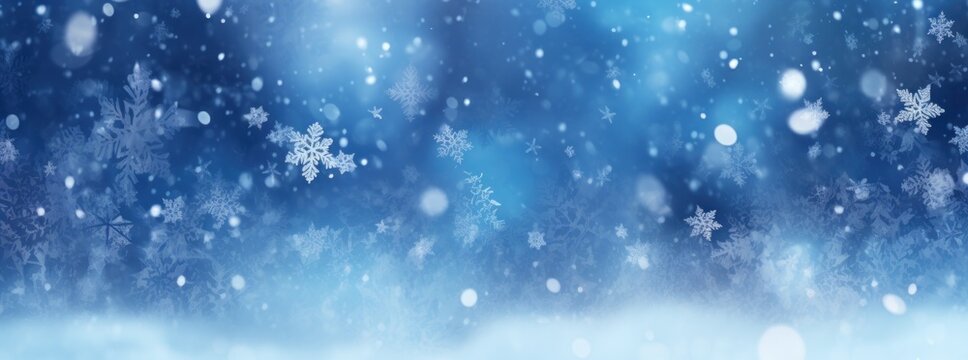 Blue ice background with snowflakes