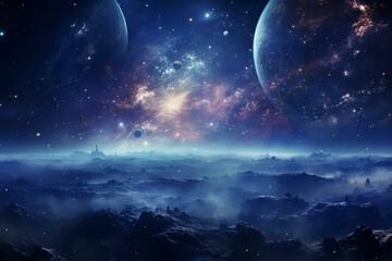 Fototapeta na wymiar Wallpaper depicting a dazzling cosmic scene in science fiction genre, showcasing infinite space. Generative AI