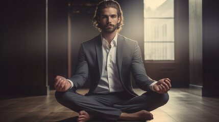 a yoga fashio business suit male model brand  - Generative AI