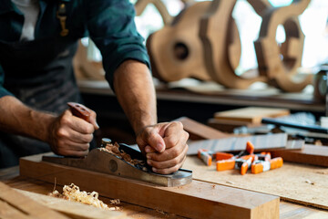 Guitar Making Process: Luthier Uses Planer on Neck