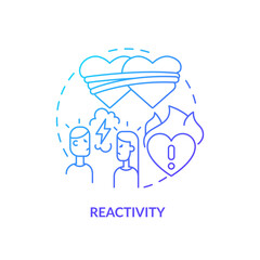2D thin line gradient icon reactivity concept, isolated vector, blue illustration representing codependent relationship.