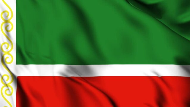 Chechen Republic waving flag 4K animation video. Chechen Republic waving flag seamless looping animation