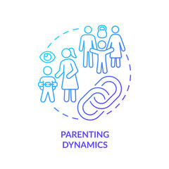 2D thin line gradient icon parenting dynamics concept, isolated vector, blue illustration representing codependent relationship.