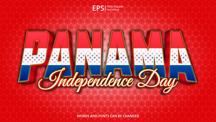 panama editable text effect with panama flag pattern suitable for poster design about holiday, Feast day or panama independence day moment