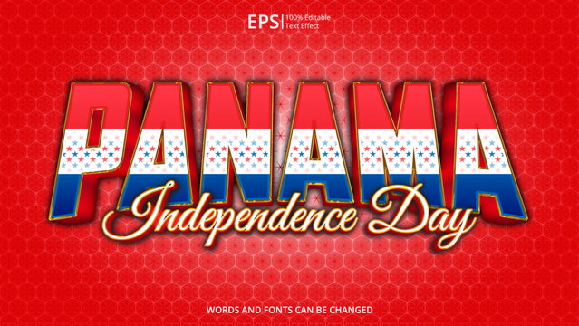 panama editable text effect with panama flag pattern suitable for poster design about holiday, Feast day or panama independence day moment - Powered by Adobe