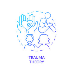 2D thin line gradient icon trauma theory concept, isolated vector, blue illustration representing codependent relationship.