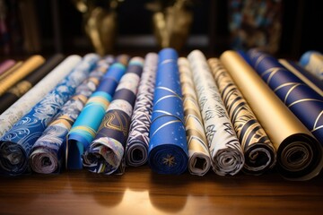 a variety of hanukkah themed wrapping paper rolls