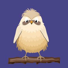 simple vector illustration funny bird on tree