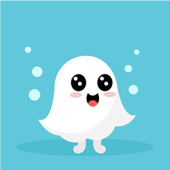 simple vector illustration white ghost