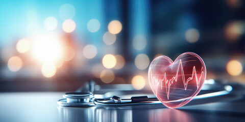 Heart Beats with medical background , service health and medical technology concept - obrazy, fototapety, plakaty