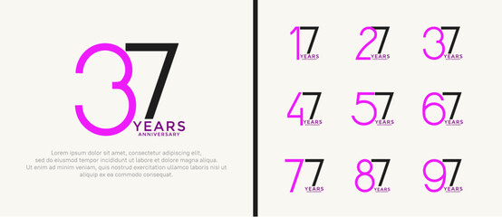 set of anniversary logo purple and black color on white background for celebration moment