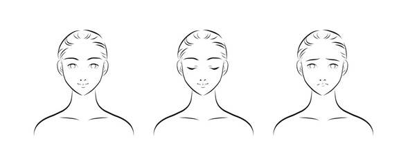 若い女性の顔のイラスト　