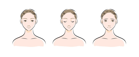 若い女性の顔のカラーイラスト2