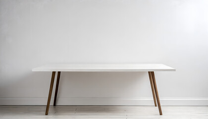 empty room with wooden table Showcasing Possibilities: White Table for Montage