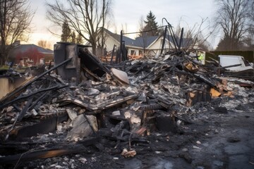 charred remains of a house due to fire