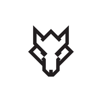 Abstract luxury geometric wolf head logo design template and vector