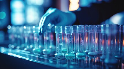 Scientist wearing medical gloves nanotechnology, research, fiber, microbiology, glass, test tube, medicine, healthcare, pharmaceutical manufacturing, laboratory, science, chemistry, genetics, genes