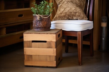 wooden crate converted into a rustic stool