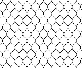 Fototapeta premium Fishing net seamless pattern. Soccer and football gates mesh. Fishnet texture. Basketball hoop and hockey net pattern. Sportswear texture. Chain link fence. Vector illustration on white background.