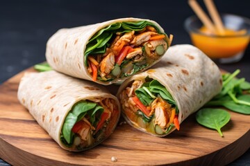 sturdy veggie wrap with visible smoky bbq stuffing