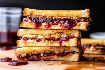 a pbj toast sandwich with crusts removed