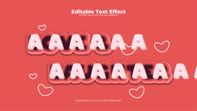 Red love and laughter 3d editable text effect - font style