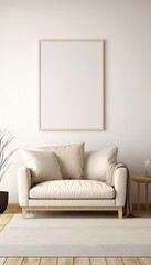  Minimalist Living Room Artist's Frame on Beige Rug