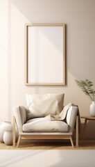  Minimalist Living Room Artist's Frame on Beige Rug